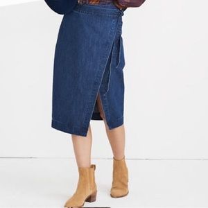 Madewell Denim Midi Tie Waist Skirt